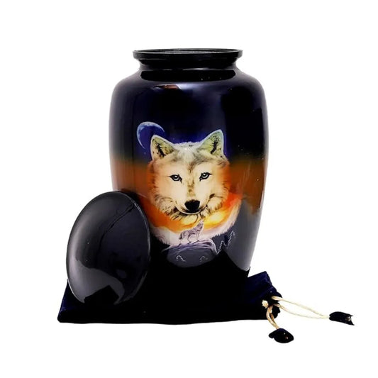 Blue Wolf Design Adult Cremation Urn
