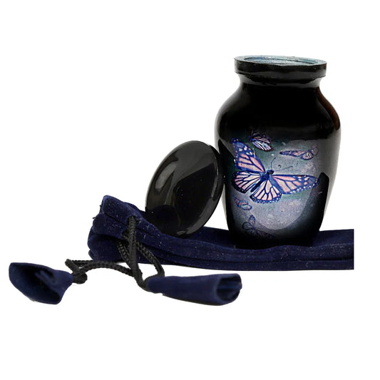 Small Keepsake Cremation Urn - Blue Butterfly