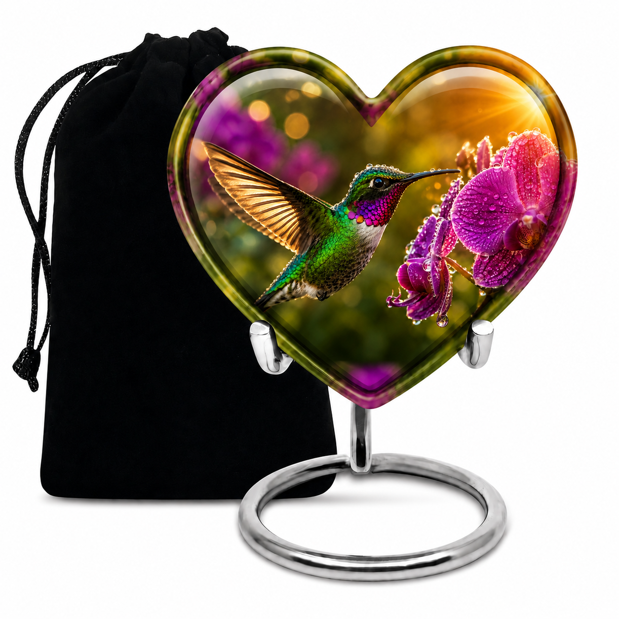 Hummingbird & Orchid Cremation Urn for Ashes