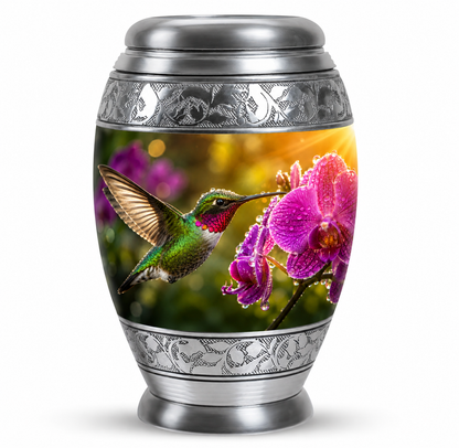 Hummingbird & Orchid Cremation Urn for Ashes