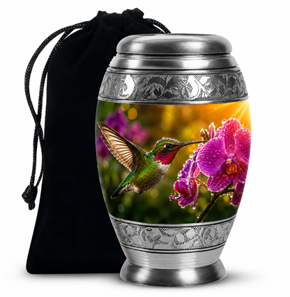 Hummingbird & Orchid Cremation Urn for Ashes