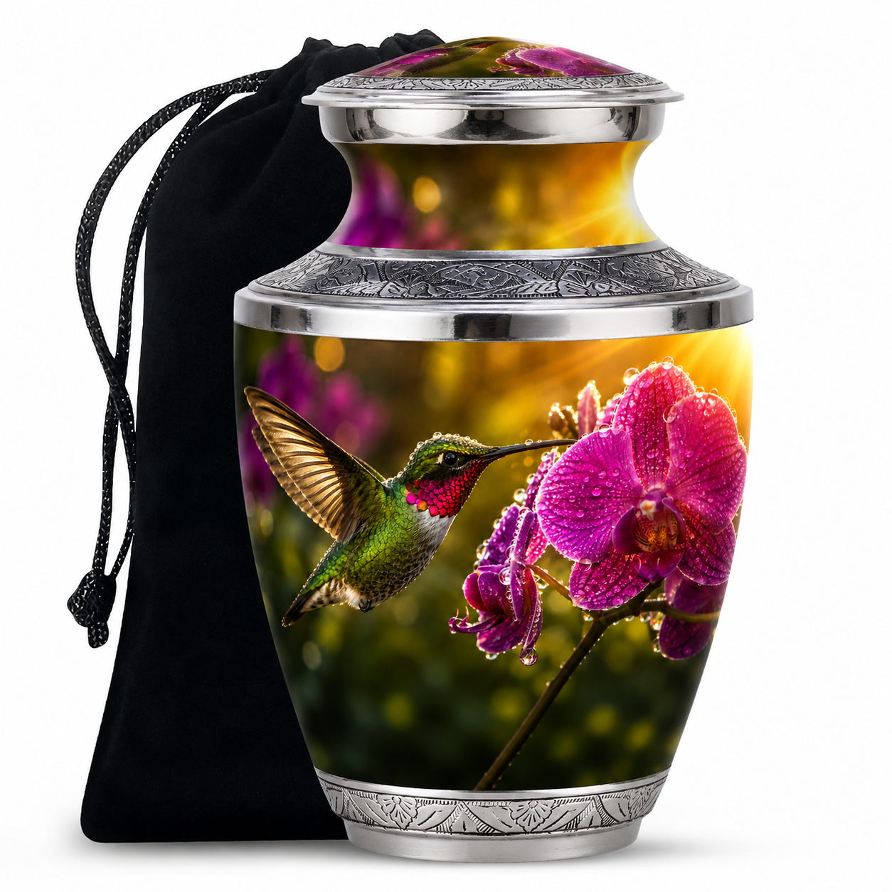 Hummingbird & Orchid Cremation Urn for Ashes