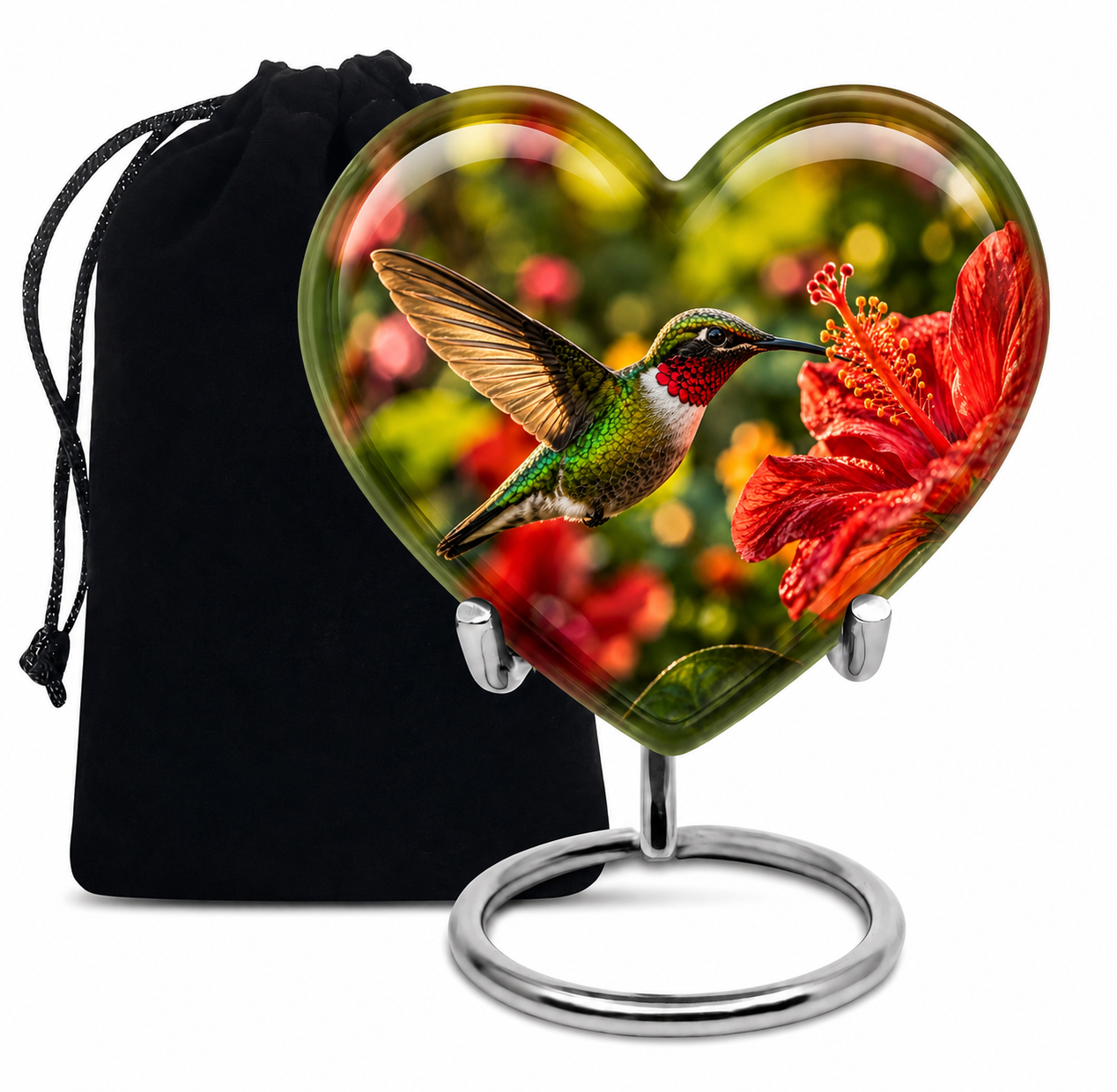 Hibiscus and Hummingbird Cremation Urn for Ashes