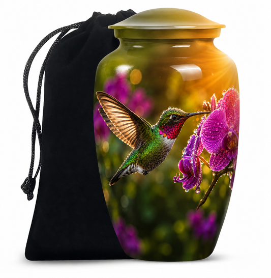 Hummingbird & Orchid Cremation Urn for Ashes