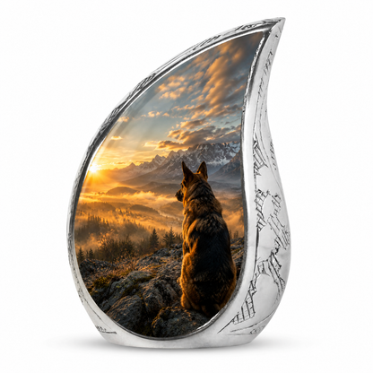 Mountain Sunset View Wolf Cremation Urn