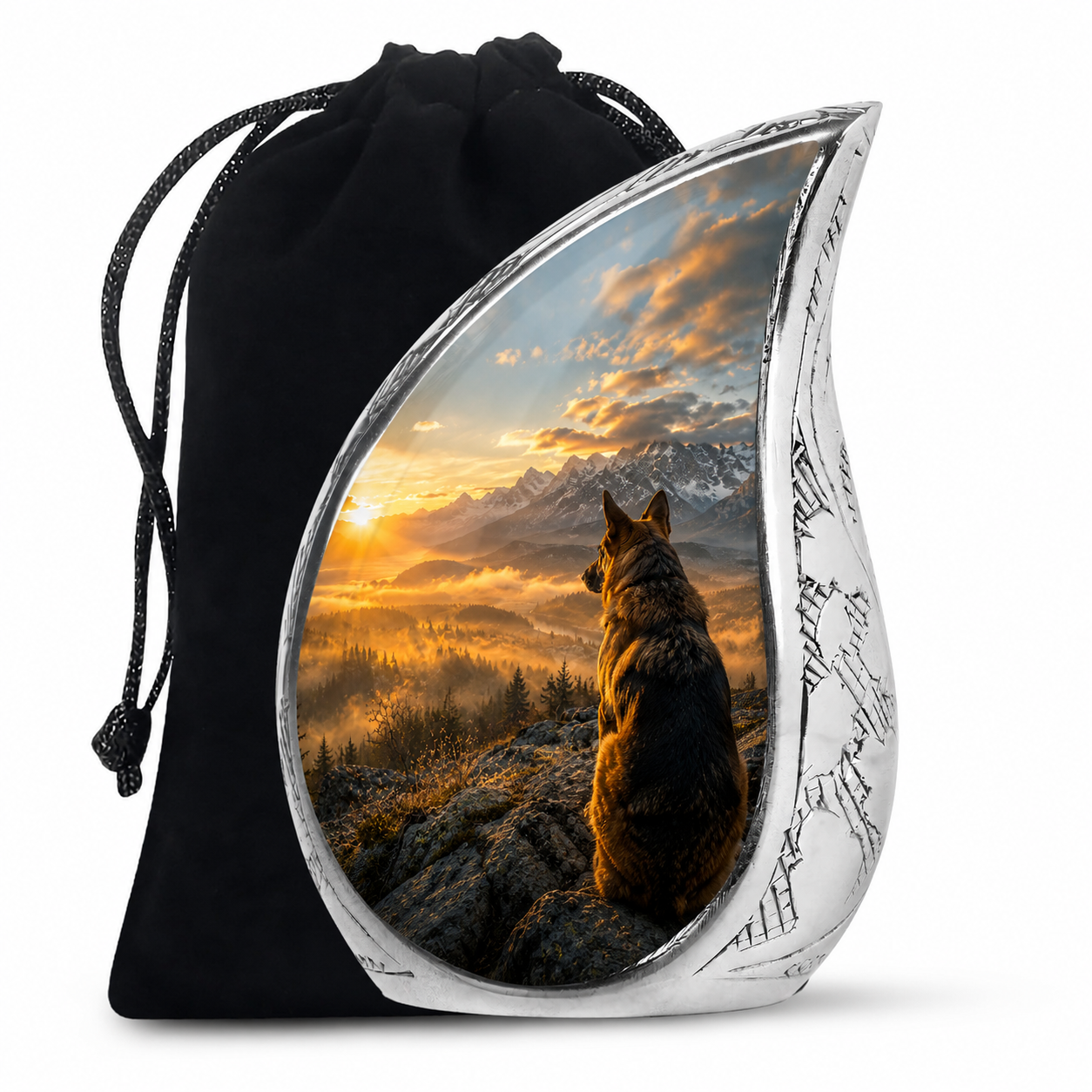 Mountain Sunset View Wolf Cremation Urn
