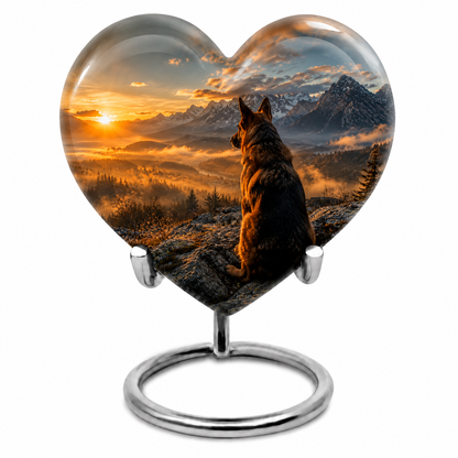 Mountain Sunset View Wolf Cremation Urn