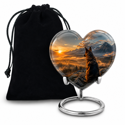 Mountain Sunset View Wolf Cremation Urn