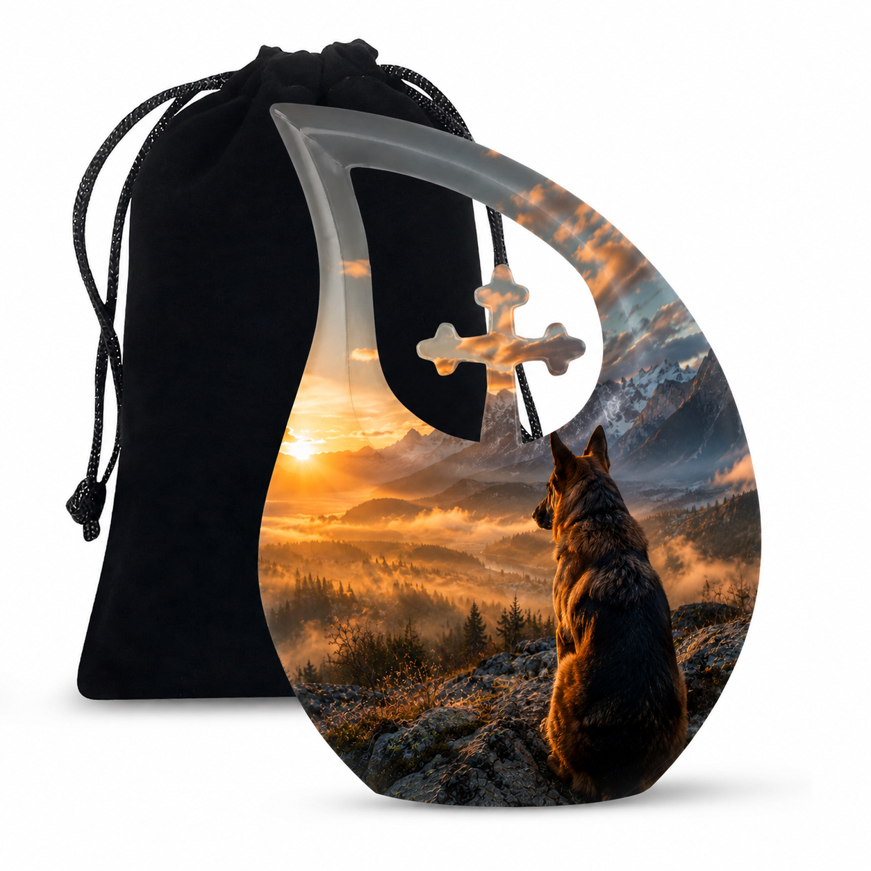 Mountain Sunset View Wolf Cremation Urn