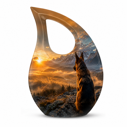 Mountain Sunset View Wolf Cremation Urn