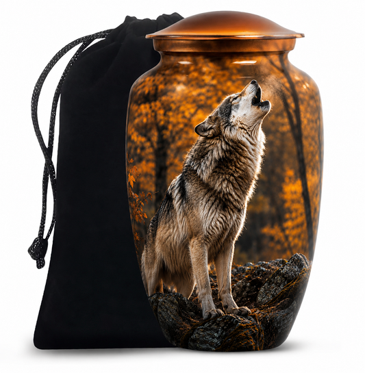 Howling Wolf Cremation Urn for Human Ashes