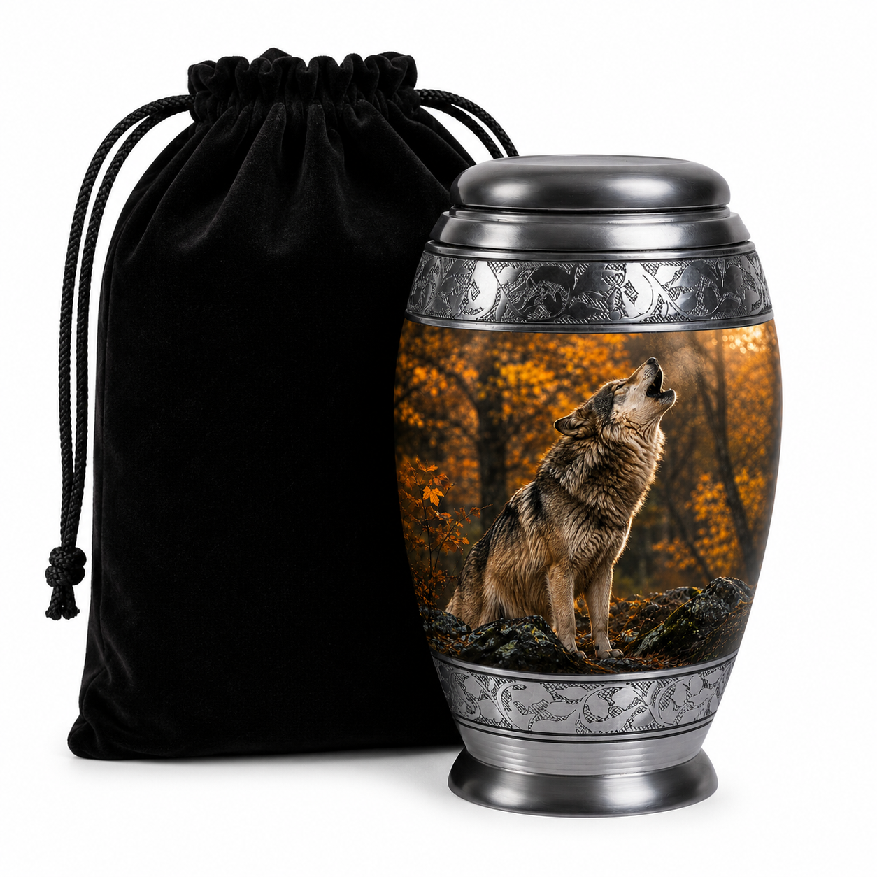 Howling Wolf Cremation Urn for Human Ashes