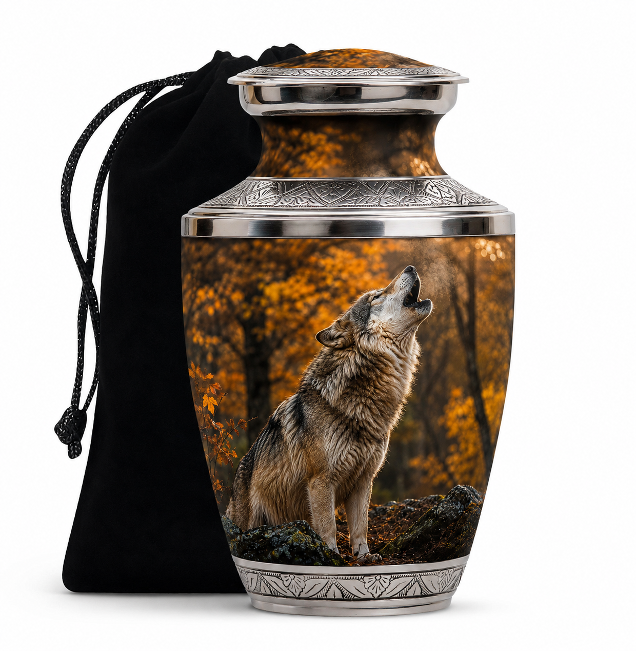 Howling Wolf Cremation Urn for Human Ashes