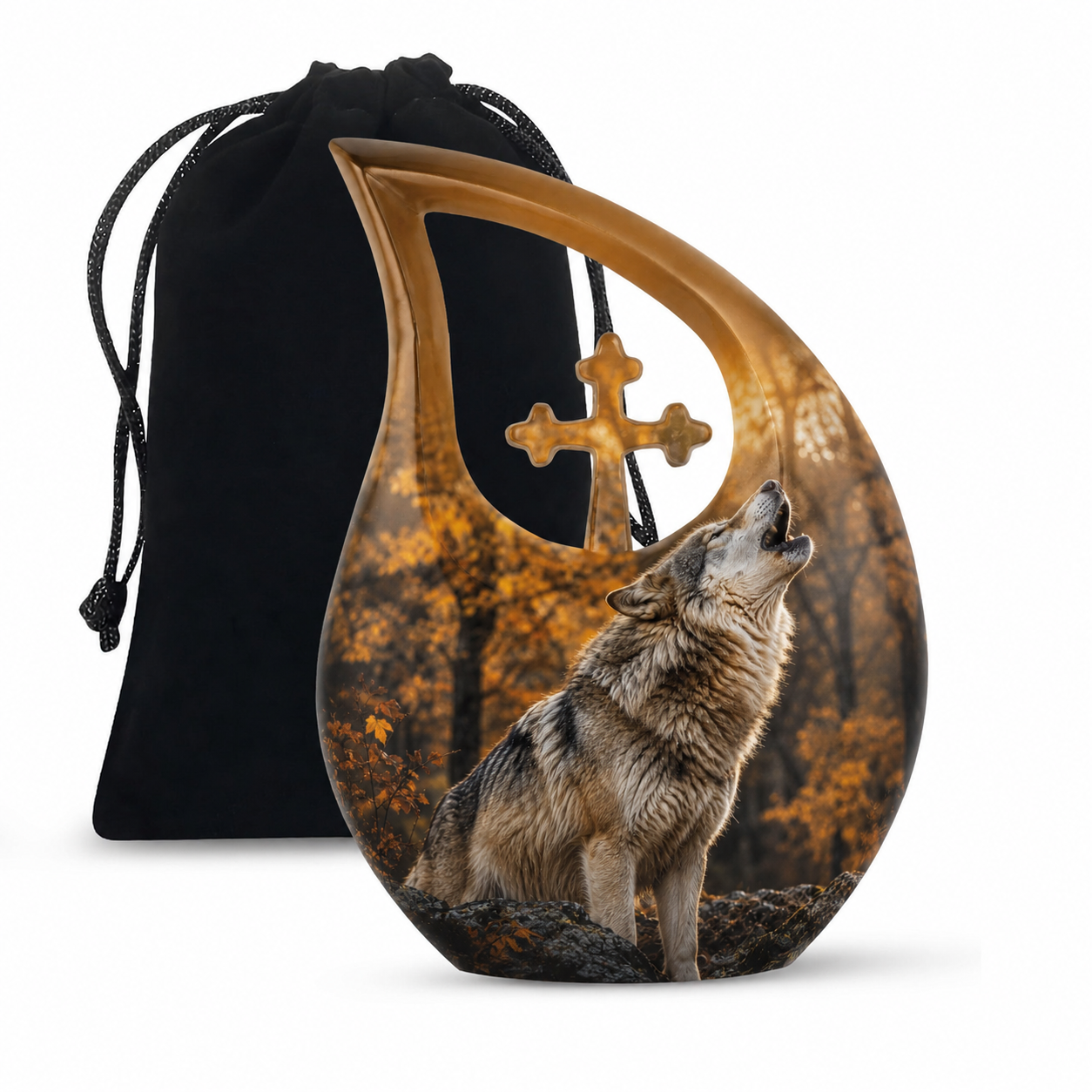 Howling Wolf Cremation Urn for Human Ashes