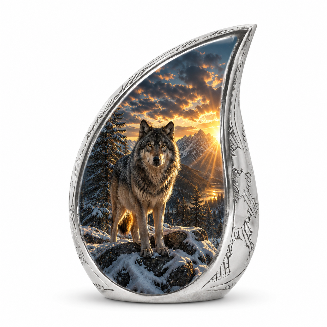 Snow Mountain Wolf Cremation Urn for Human Ashes