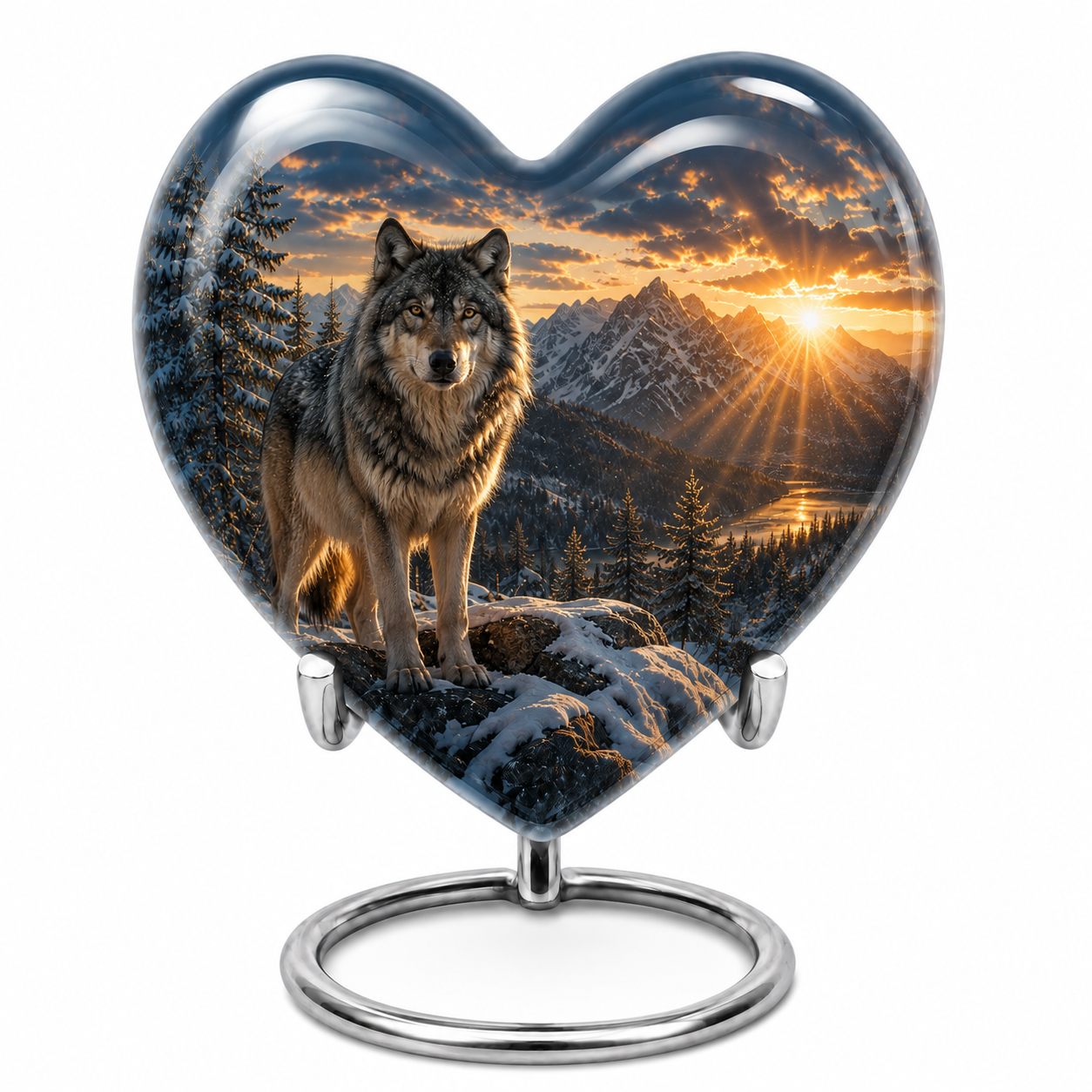 Snow Mountain Wolf Cremation Urn for Human Ashes