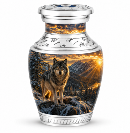 Snow Mountain Wolf Cremation Urn for Human Ashes
