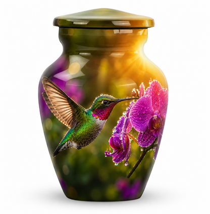 Hummingbird & Orchid Cremation Urn for Ashes