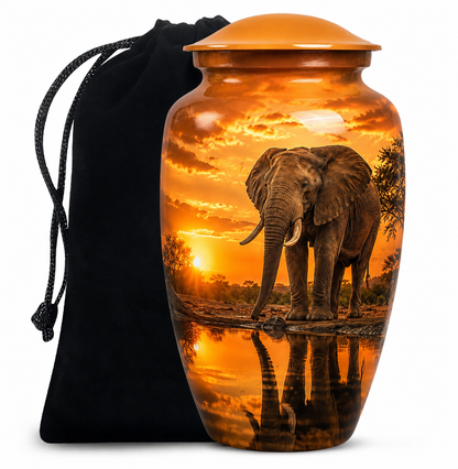 African Elephant Cremation Urn For Ashes