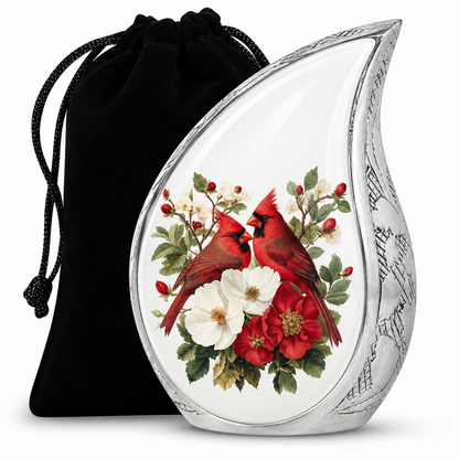 Red Cardinal Couple Urn for Ashes