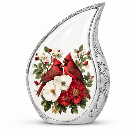 Red Cardinal Couple Urn for Ashes