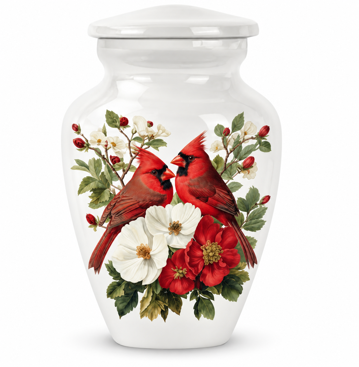 Red Cardinal Couple Urn for Ashes