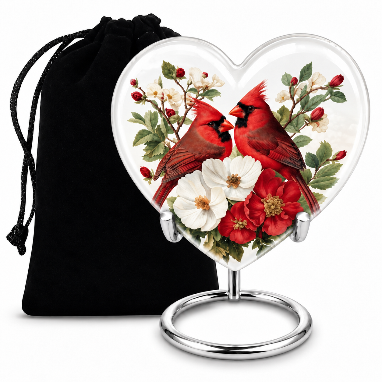 Red Cardinal Couple Urn for Ashes