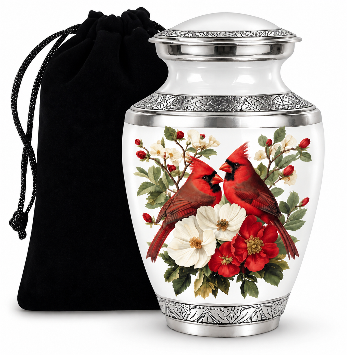 Red Cardinal Couple Urn for Ashes