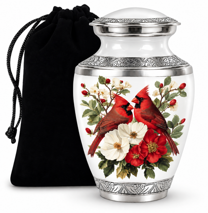 Red Cardinal Couple Urn for Ashes