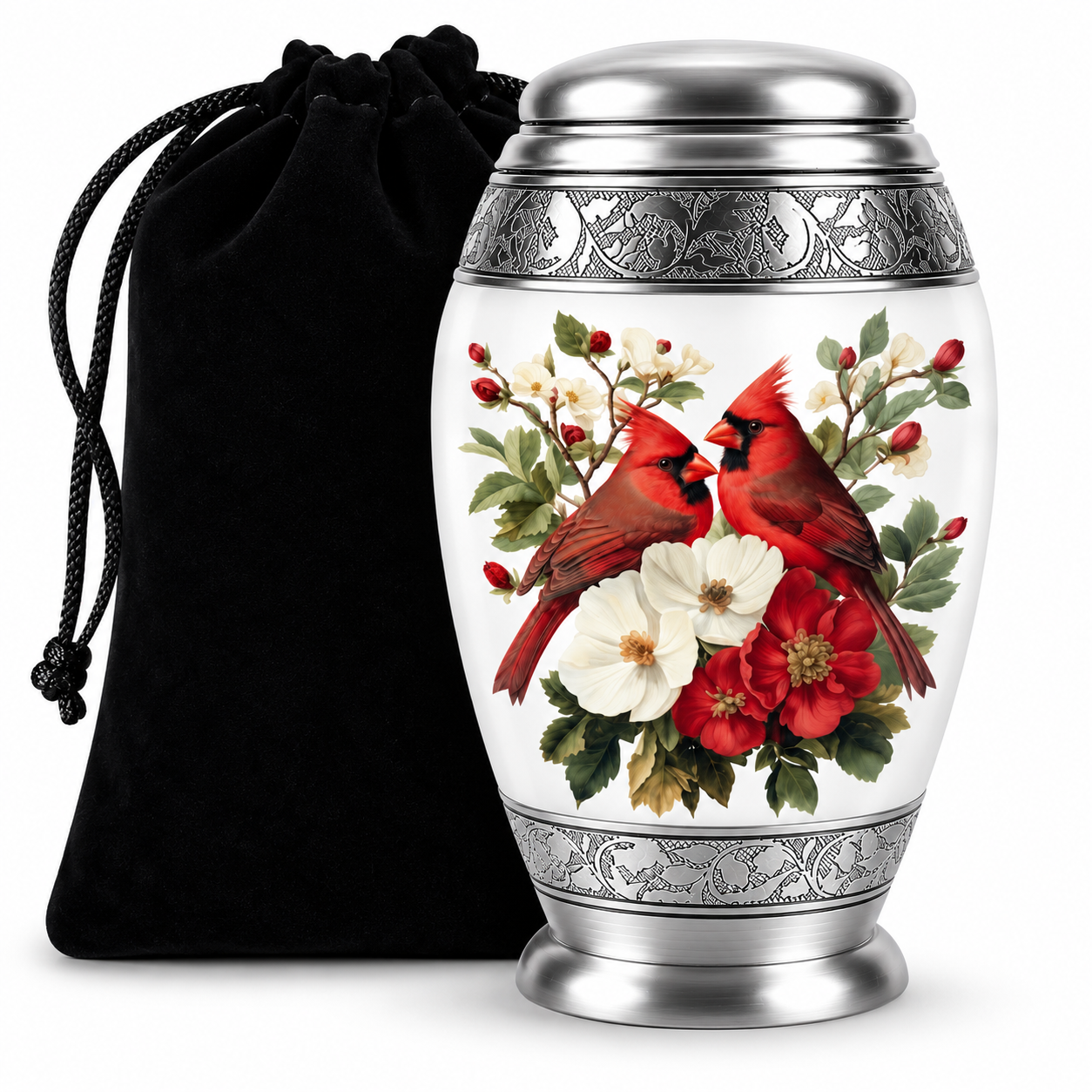 Red Cardinal Couple Urn for Ashes