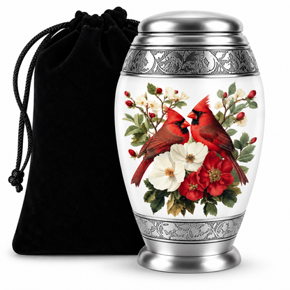 Red Cardinal Couple Urn for Ashes