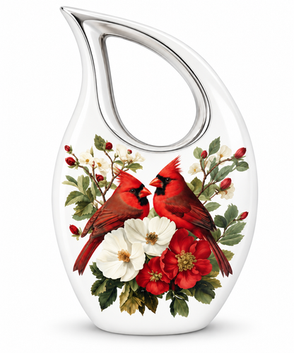 Red Cardinal Couple Urn for Ashes