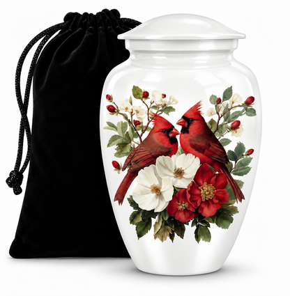 Red Cardinal Couple Urn for Ashes