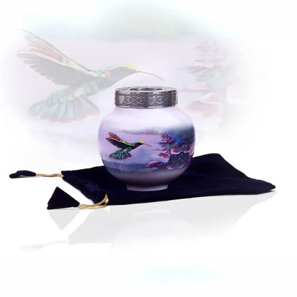 Floral Hummingbird Adult Cremation Urn