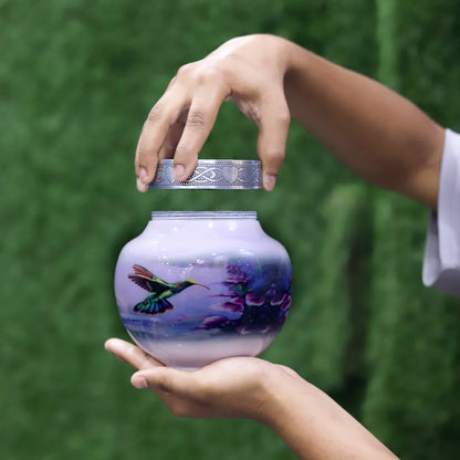 Floral Hummingbird Adult Cremation Urn