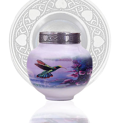Floral Hummingbird Adult Cremation Urn