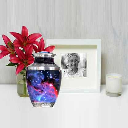 Galaxy Design Adult Cremation Urn with Velvet Bag