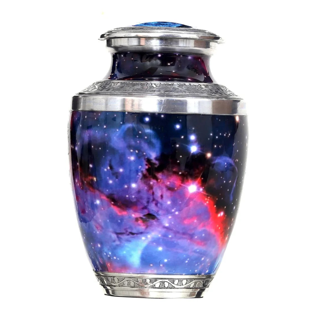 Galaxy Design Adult Cremation Urn with Velvet Bag