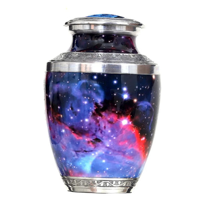 Galaxy Design Adult Cremation Urn with Velvet Bag