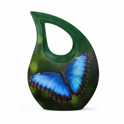 Blue Morpho Butterfly Cremation Urn for Ashes