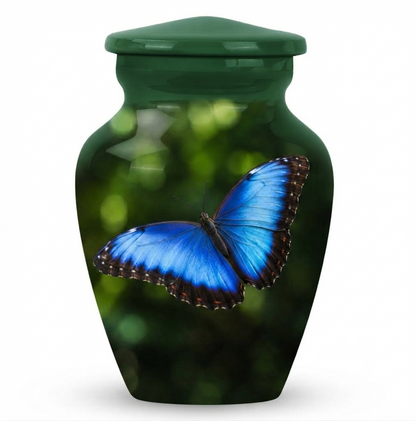 Blue Morpho Butterfly Cremation Urn for Ashes