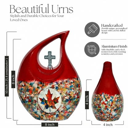 Radiant Maple Leaf Adult Teardrop Cremation Urn