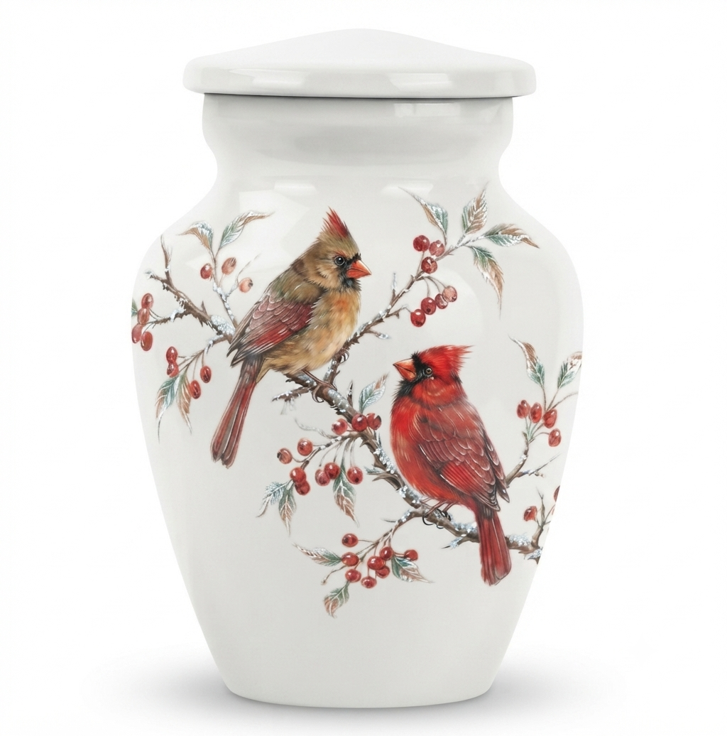 Cardinal Couple Urn for Ashes