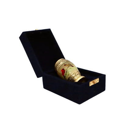 Small Keepsake Two Bird Design Cremation Urn With Golden Finish
