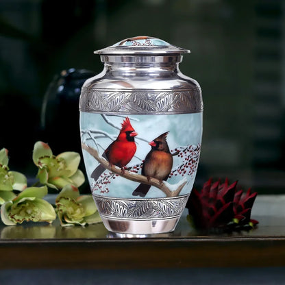 Handcrafted Metal Cardinal Bird Adult Cremation Urn