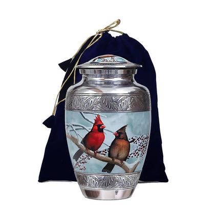 Handcrafted Metal Cardinal Bird Adult Cremation Urn