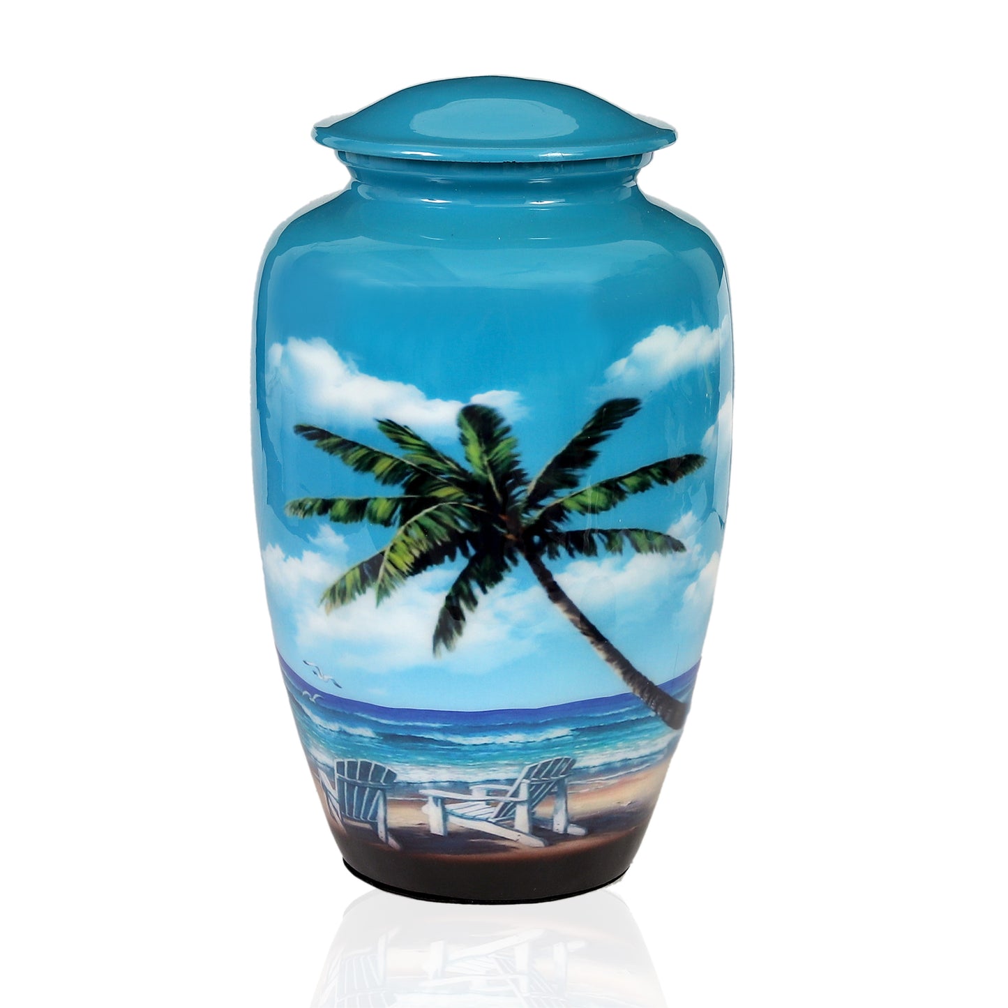 Ocean Breeze Peaceful Palm Tree Memorial Urn In Large