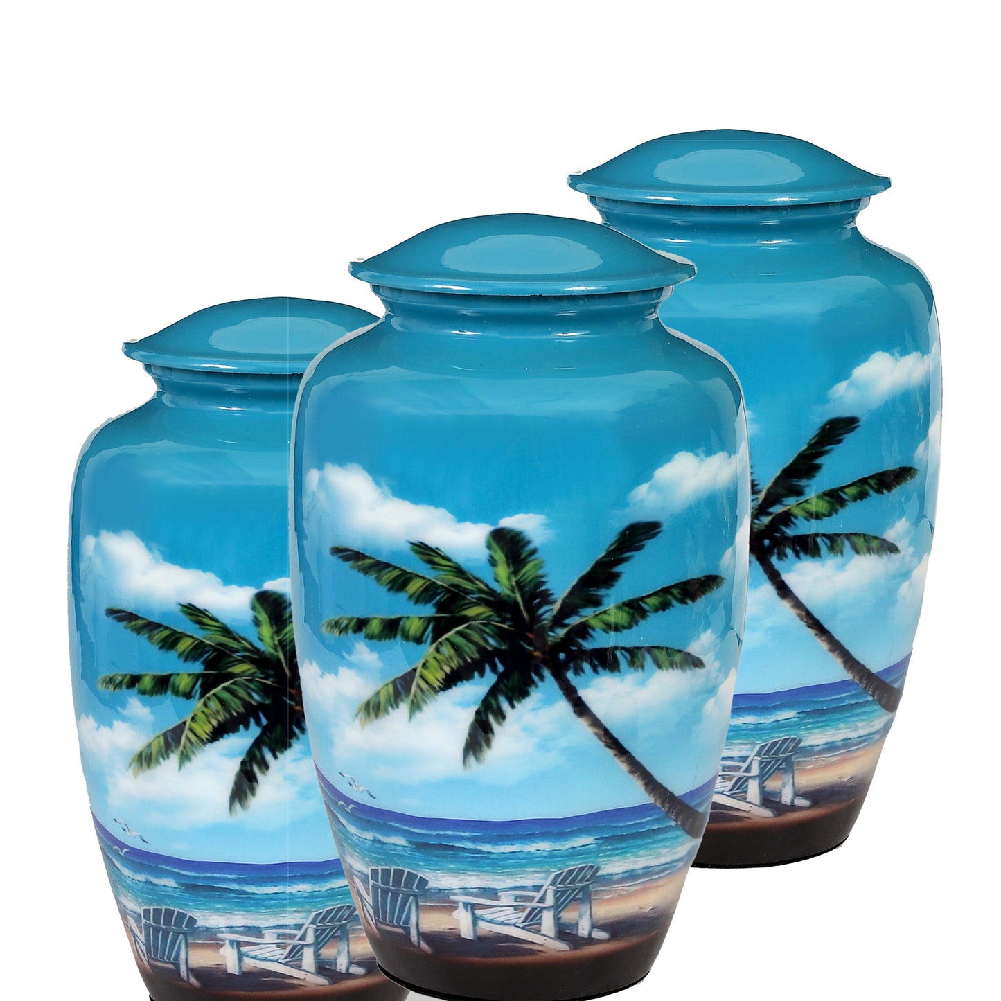 Ocean Breeze Peaceful Palm Tree Memorial Urn In Large