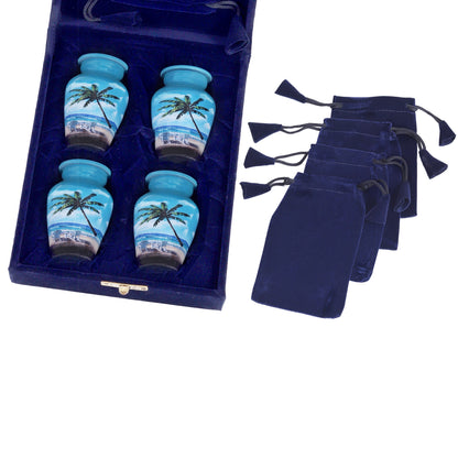 Set of 4 Smart Choice Ocean Breeze Peaceful Palm Tree Keepsake Memorial Urn