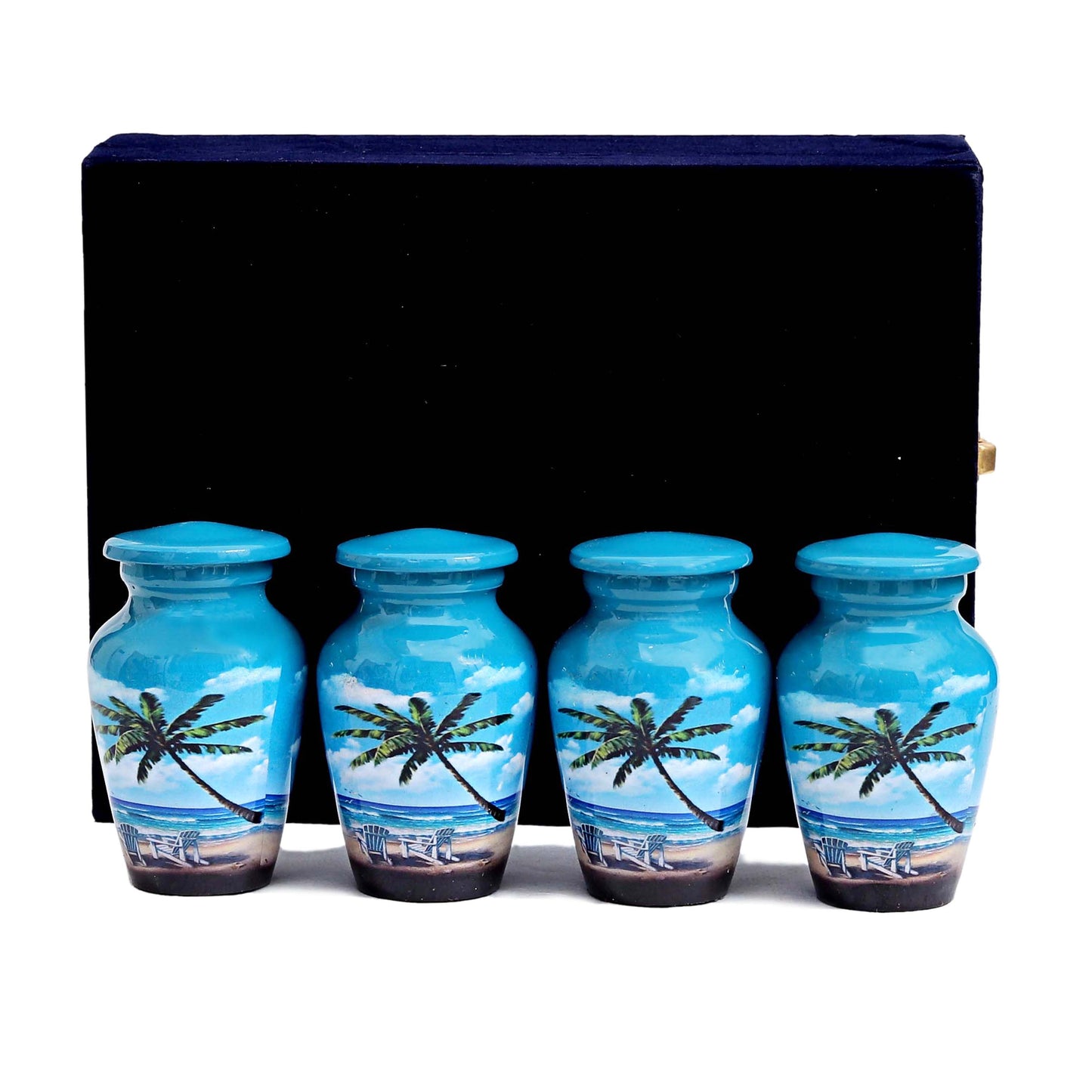 Set of 4 Smart Choice Ocean Breeze Peaceful Palm Tree Keepsake Memorial Urn